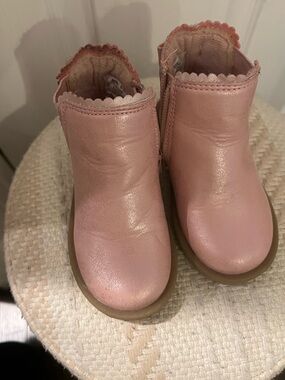Nicole Miller Pink Scallop-Trim Kids Ankle Boots